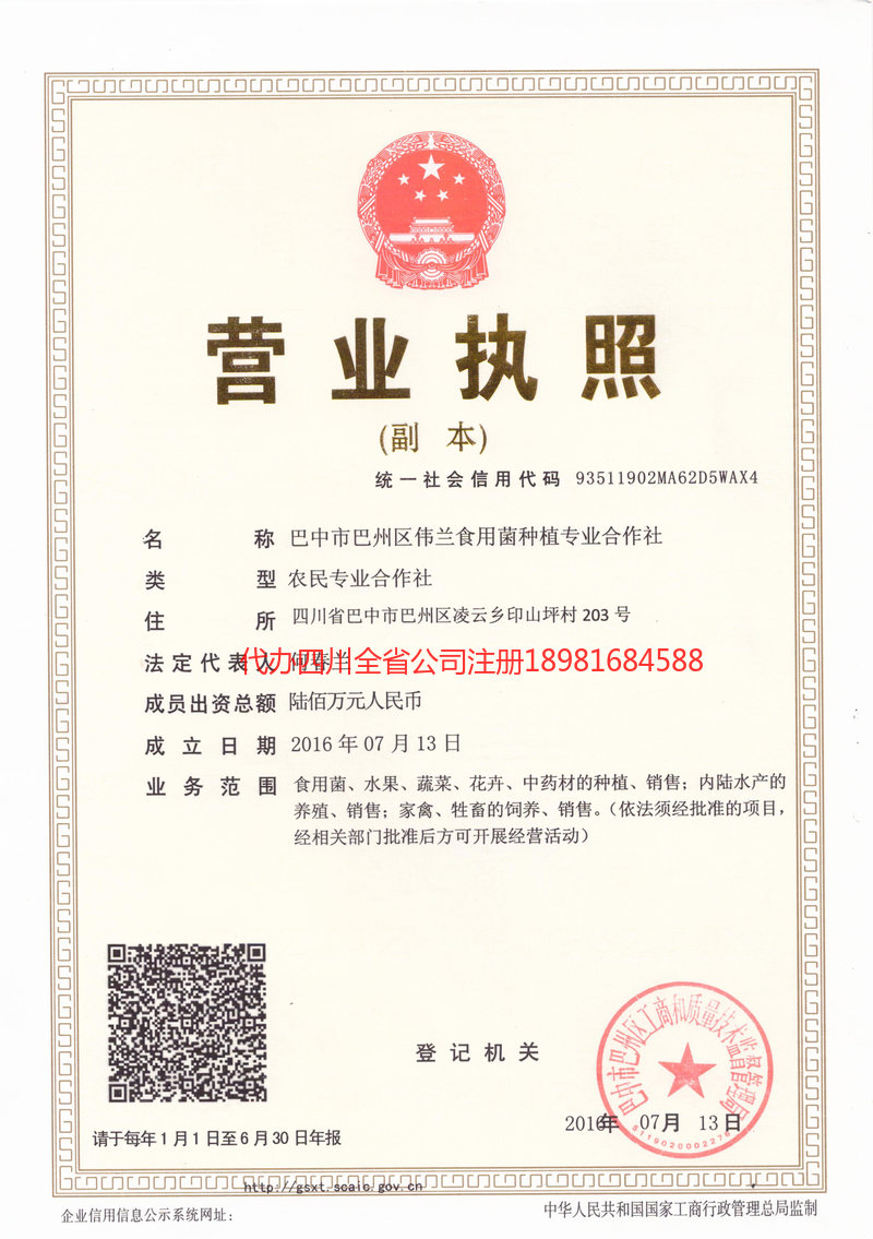 尚志尚志伟兰食用菌种植专业合作社